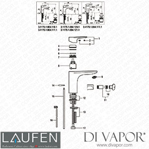 Laufen Basin and Bidet Mixer (3.1175.1.004.111.1) Spare Parts