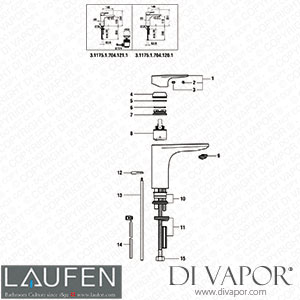 Laufen Basin Mixer Eco+ (3.1175.1.704.120.1) Spare Parts