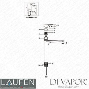 Laufen High Basin Mixer (3.1175.8.004.130.1) Spare Parts