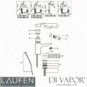 Laufen Basin and Bidet Mixer (3.1195.1.004.110.1) Spare Parts