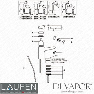 Laufen Basin and Bidet Mixer (3.1195.1.004.111.1) Spare Parts