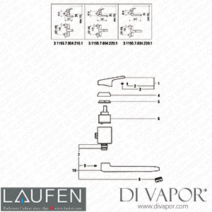 Laufen Wall Mixer (3.1195.7.004.210.1) Spare Parts