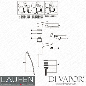 Laufen Basin and Bidet Mixer (3.1196.1.004.110.1) Spare Parts