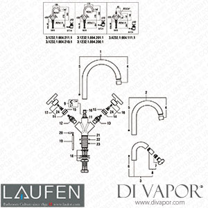 Laufen Handles Basin and Bidet Mixer (3.1232.1.004.200.1) Spare Parts