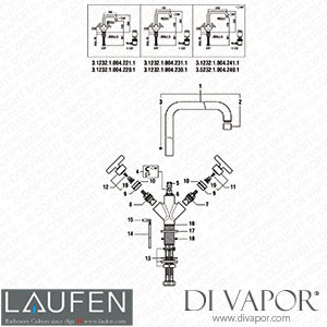 Laufen 2 Handles Basin Mixer (3.1232.1.004.220.1) Spare Parts