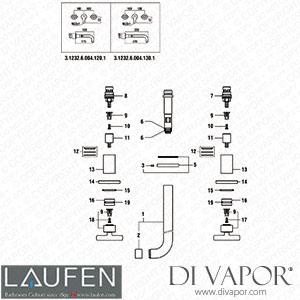 Laufen 2 Handles Concealed Wall-Mounted Basin Mixer (3.1232.6.004.120.1) Spare Parts