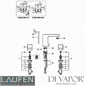 Laufen Handles Basin 3-Holes Mixer (3.1268.3.004.120.1) Spare Parts