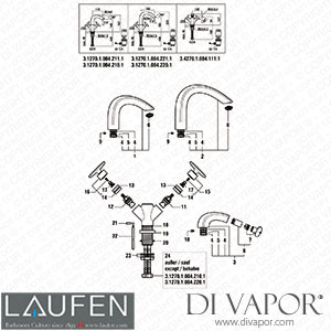 Laufen Handles Basin and Bidet Mixer (3.1270.1.004.210.1) Spare Parts