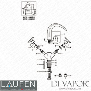 Laufen 2 Handles Basin Open with Automatic Drain (3.1270.1.804.220.1) Spare Parts