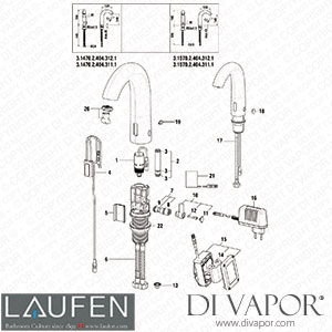 Laufen Electronic Washsmixer (3.1470.2.404.311.1) Spare Parts