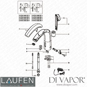 Laufen Basin Electronic Tap Faucet (3.1470.2.484.322.1) Spare Parts