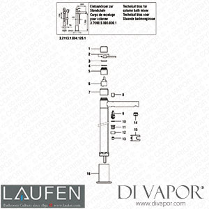 Laufen Column Bath Mixer (3.2113.1.004.126.1) Spare Parts