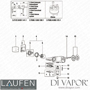 Laufen Bath Mixer 1-Point Stainless Steel (3.2122.9.091.141.1) Spare Parts