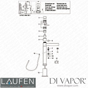 Laufen Column Bath Mixer (3.2132.1.004.130.1) Spare Parts