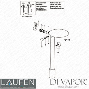 Laufen Column Bath Mixer (3.2133.1.004.121.1) Spare Parts