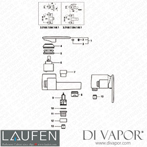 Laufen Bath and Shower Mixer (3.2168.7-3.3168.7) Spare Parts