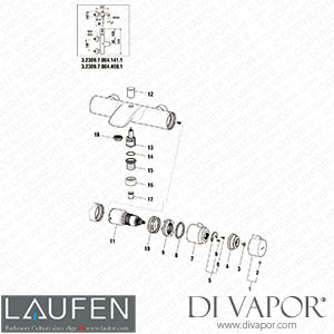 Laufen Thermostatic Bath Mixer (3.2309.7.004.141.1) Spare Parts