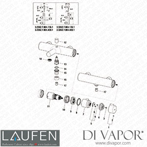 Laufen Thermostatic Bath and Shower Mixer (3.2362.7.004.136.1) Spare Parts