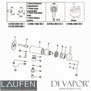 Laufen Shower Mixer 1-Point (3.3162.9.004.000.1) Spare Parts