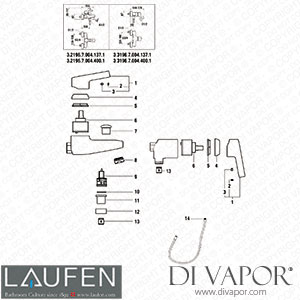 Laufen Bath and Shower Mixer (3.3196.7.004.400.1) Spare Parts