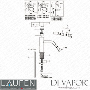 Laufen Basin and Bidet Mixer (3.4133.1.0XX.101.1) Spare Parts