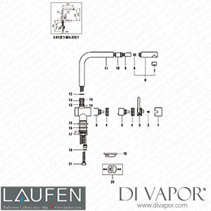 Laufen Sink Mixer Swivel Spout with Pull-out Spray (3.5132.1.004.320.1) Spare Parts