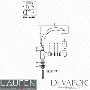 Laufen Sink Mixer Swivel Spout (3.5165.1.004.220.1) Spare Parts