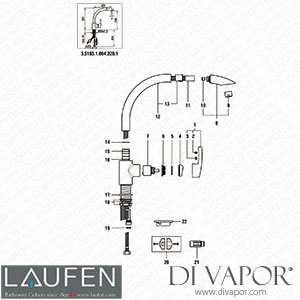 Laufen Sink Mixer Swivel Spout with Pull-Out Spray (3.5165.1.004.320.1) Spare Parts