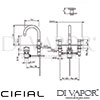 Cifial 31132TB Techno 300 3 Hole Deck Basin Mixer Tap with Plate Dimensions