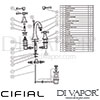 Cifial 31140MW Brookhaven Lever 3 Hole Deck Basin Mixer Tap Dimension