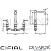 Cifial 31405BS Brookhaven Lever 3 Hole Bath L Spout Tap Dimensions