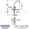 Grohe Arabesk Two-Handle Sink Mixer Tap Dimensions