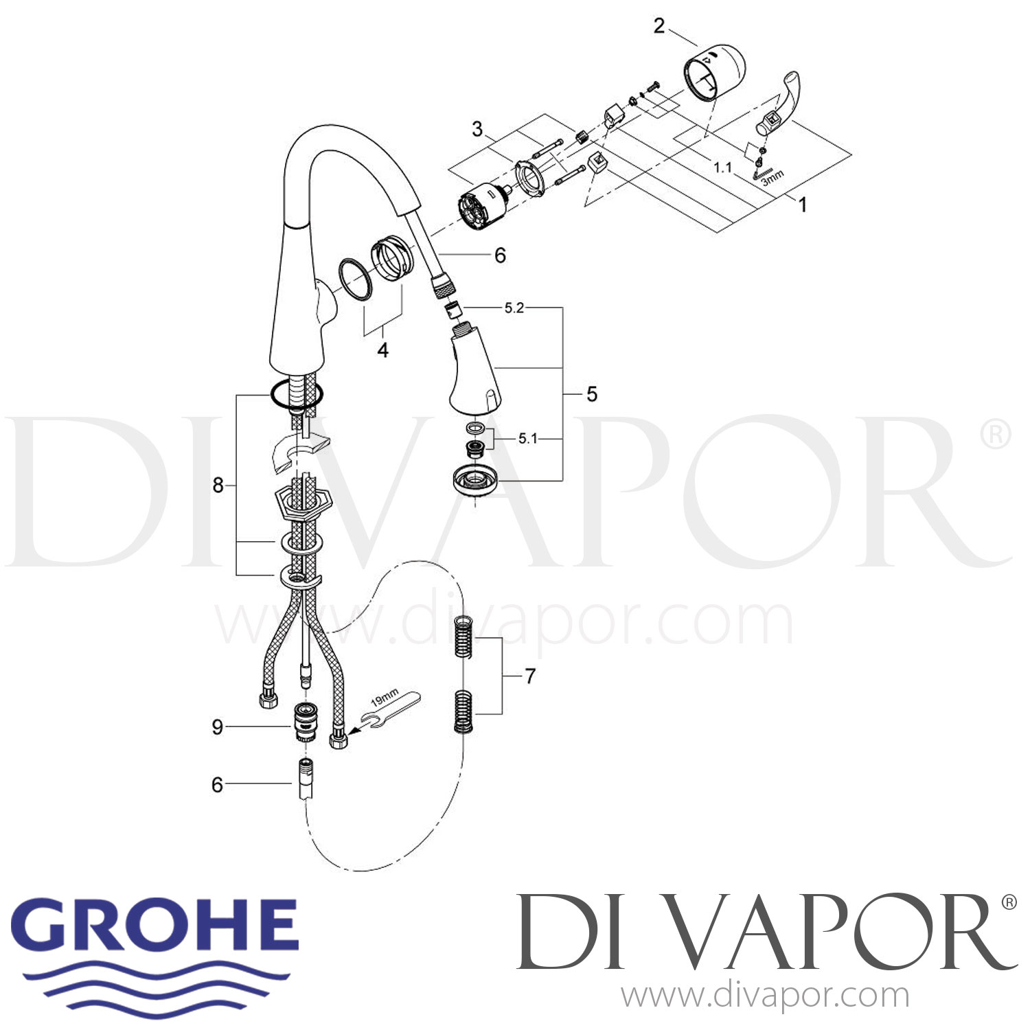 Grohe 32294SD0 Zedra Single Lever Sink Mixer Spare Parts   Grohe Zedra Single Lever Sink Mixer Spares 