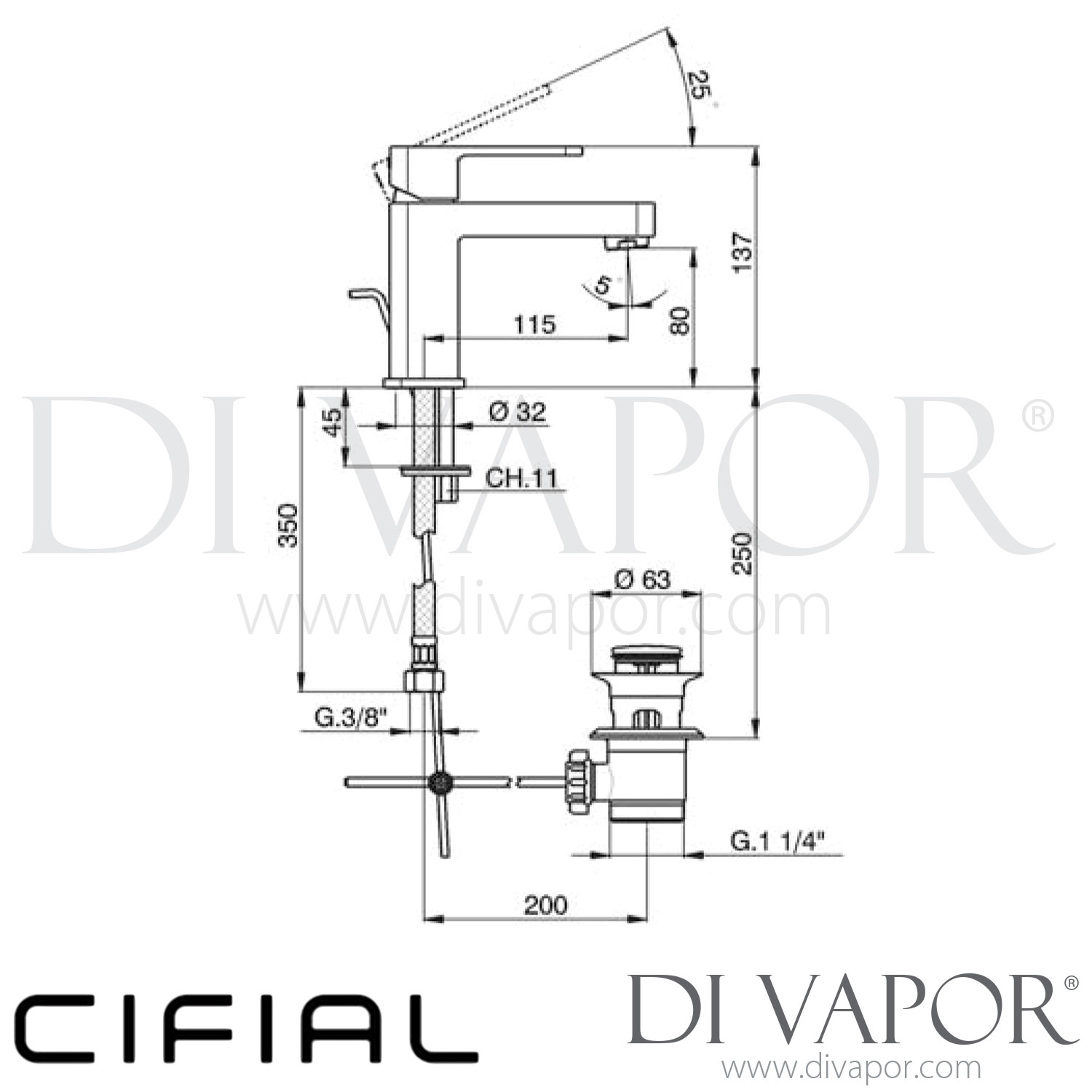 Cifial 32400PCU Cudo Mono Basin Mixer With Pop-Up Waste Spare Parts