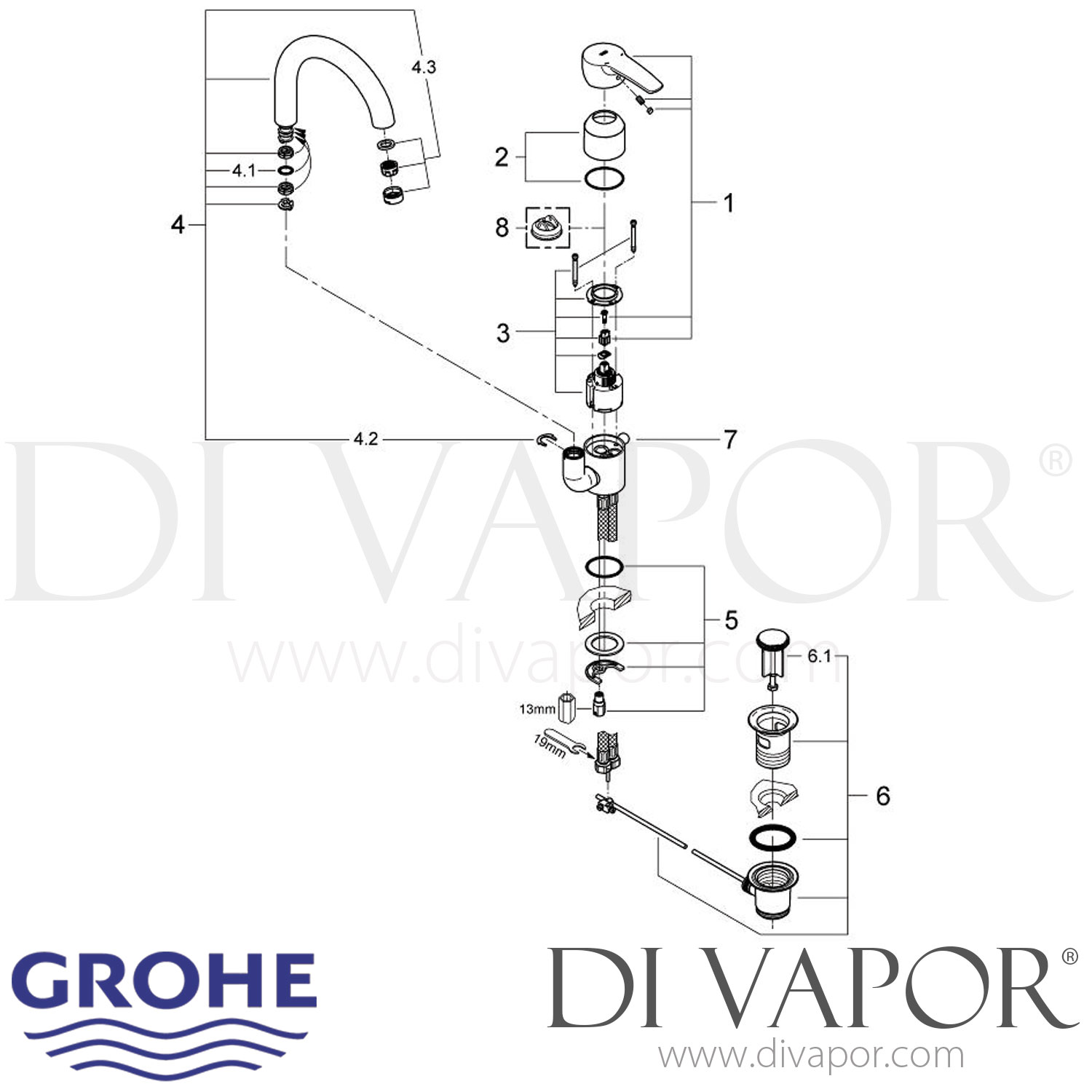 Grohe 32444001 Eurostyle Single-Lever Basin Mixer (1/2 Inch) L-Size ...