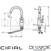 Cifial 32455TH KT06 Kitchen Tap with Swivel Spout Dimensions