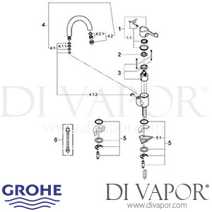 Grohe 33946 Euroeco Single Sequential Single-Lever Sink Mixer (1/2 Inch) Spare Parts