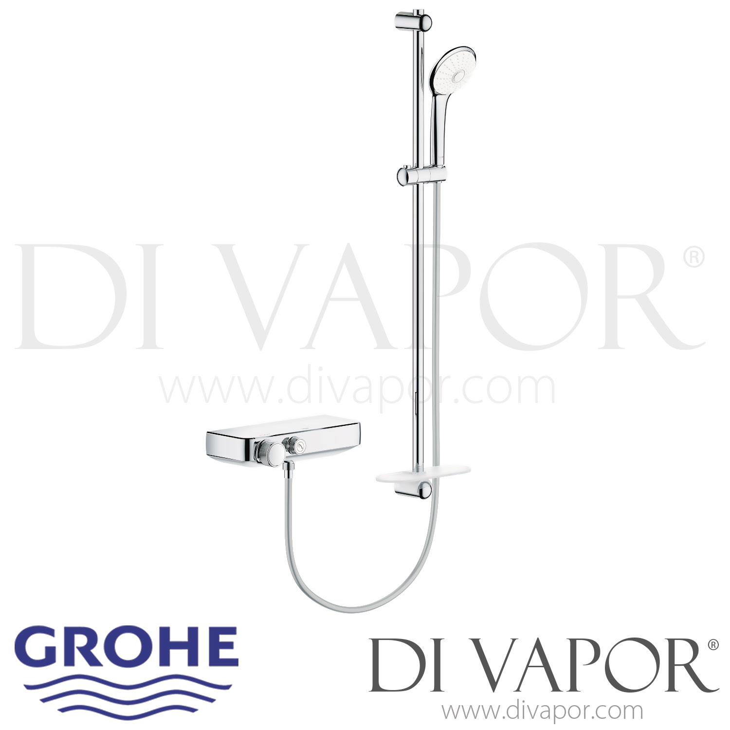 Grohe 34721000 Grohtherm SmartControl Thermostatic Shower Mixer (1/2 Inch) with Shower Set Spare 