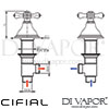 Cifial 34890ED Edwardian Pair Deck Bath Valves Dimensions