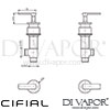 Cifial 34890T4 TH400 Pair Deck Bath Valves Lever Dimensions