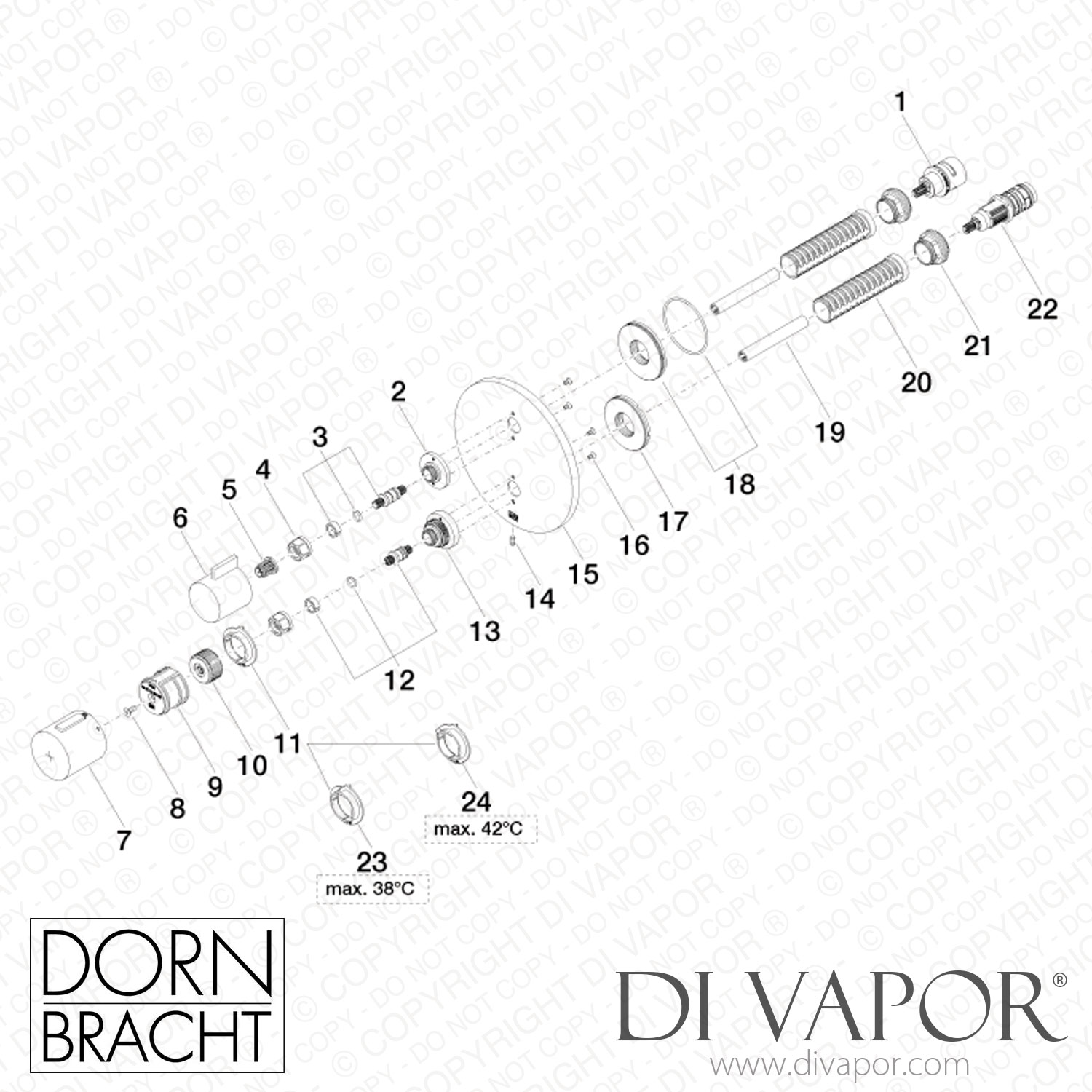 Dornbracht Series Specific Concealed Thermostat With One Function   Dornbracht Tech Diagram Parts 