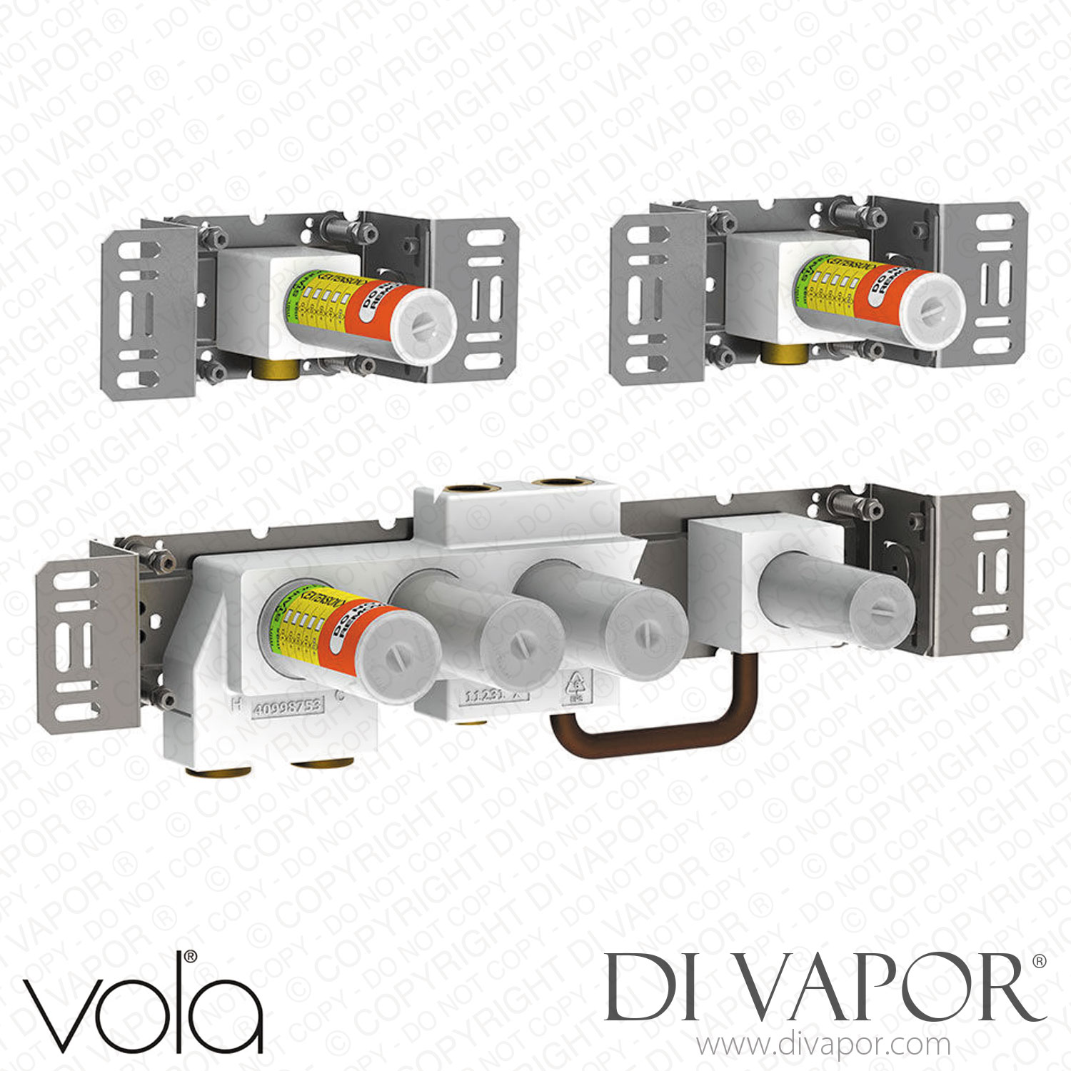 Vola Thermostatic Mixer with 3-Way Diverter, One Premounted Outlet