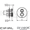 Cifial 600021SF Adele Thermostatic Shower Valve 1 Outlet Dimensions