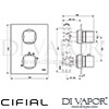 Cifial 600021SQ Quadrado Thermostatic Shower Valve 1 Outlet Dimensions