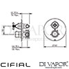 Cifial 600060ED Edwardian Thermostatic Shower Valve with Diverter Dimensions