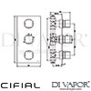 Cifial 600V32SQ Quadrado 3 Control Thermostatic Shower Valve 2 Outlets Dimensions