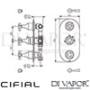 Cifial 600V33BHL Brookhaven Lever 3 Control Thermostatic Valve with Diverter Dimensions