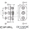 Cifial 600V33BHX Brookhaven Cross 3 Control Thermostatic Shower Valve with Diverter Dimensions