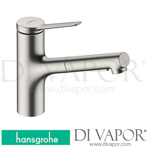 Hansgrohe 74803800 Zesis M33 Single Lever Kitchen Mixer 150, Pull-Out Spray, 2Jet, Sbox Lite Spare Parts >01/22