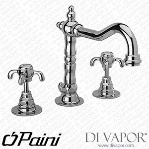 Paini 87CR214 Ornellaia 3-Hole Basin Mixer Tap with Swivel Spout and 1